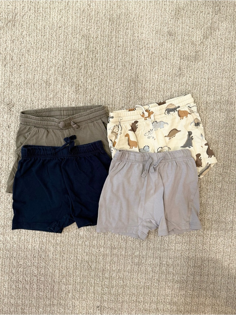 H&M Bundle of 4 Kids Shorts Navy Grey Dino, 18M